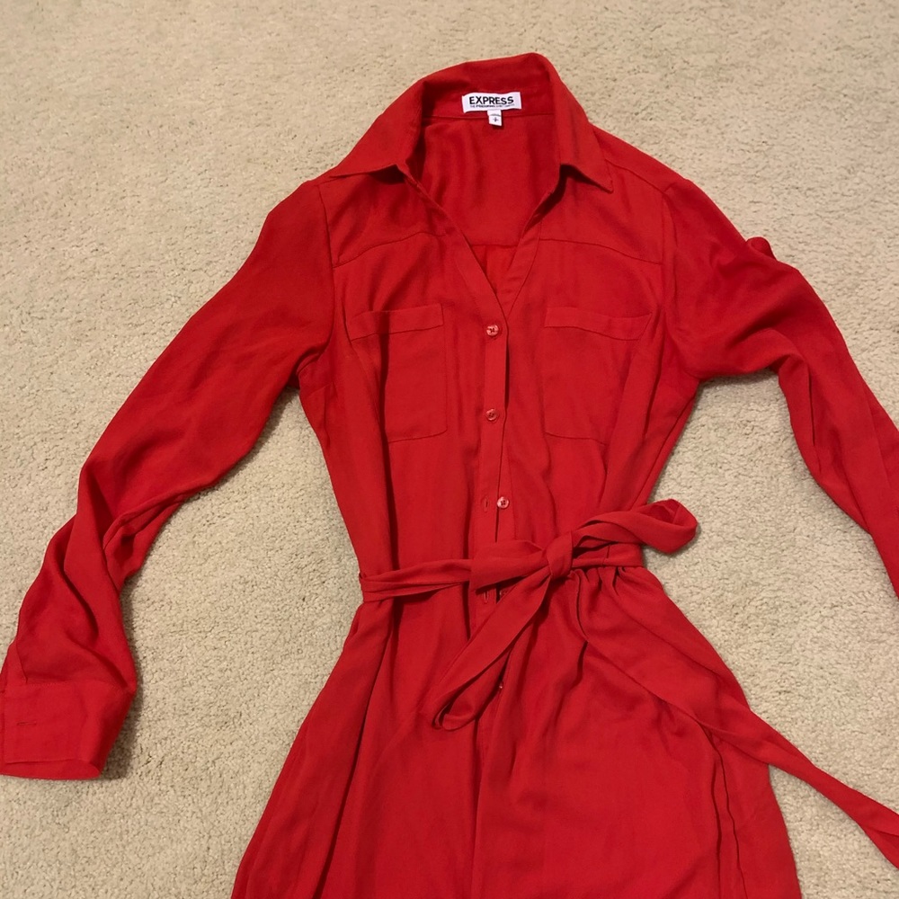 Express Portofino Shirt Dress Red
